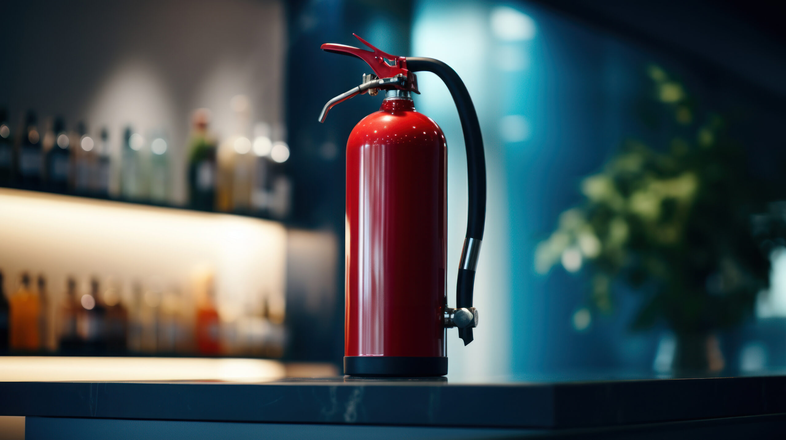 Fire extinguisher mounted on a wall in a modern and elegant inte